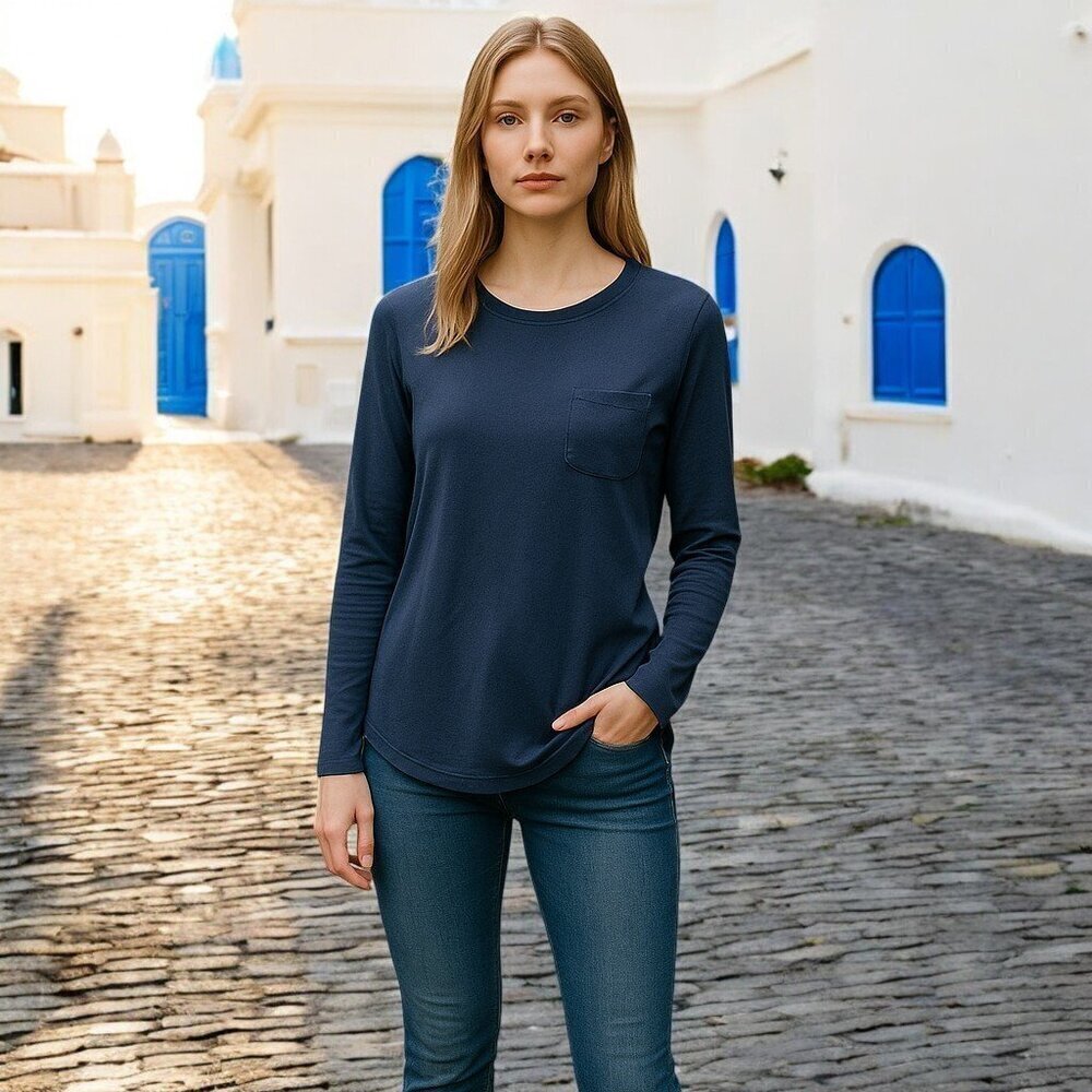 🔥Lilly Pulitzer Luxletic Kerah Long Sleeve Navy Relax Active Tee Lounge Top